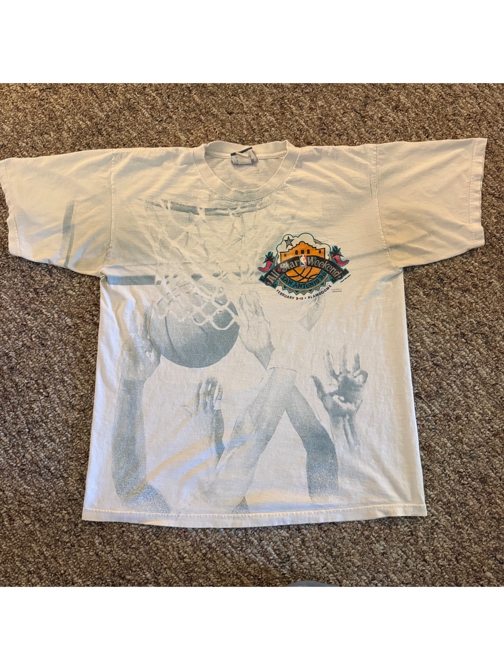 Vintage 1996 NBA All Star Weekend San Antonio Graphic T-Shirt AOP Size XL